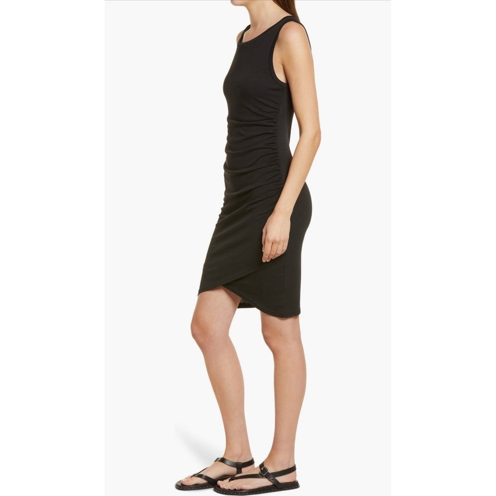 TREASURE & BOND NEW NWT Black Sleeveless Ruched Side Dress Large Lined Front - Picture 3 of 9